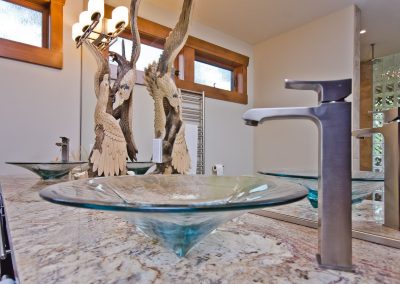 Nanoose Bay Platinum Built Green home, Fairwinds: Glass vessel sink