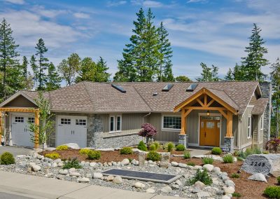 Nanoose Custom Home: Built Green Gold: Hardi siding with K2 stone