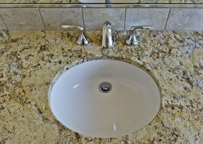 Nanoose Custom Home: Built Green Gold: Granite bath countertops