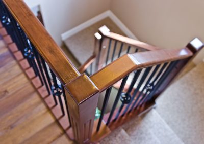 Nanoose Custom Home: Built Green Gold: Wood to carpet stairs