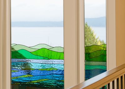 Saltair Custom Home with Detached Carriage house: Custom stain glass