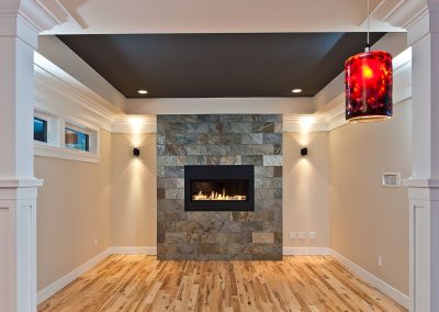 Saltair Custom Home: Slate finished gas fireplace