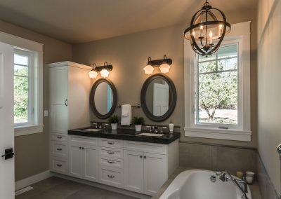 The Farm, Cottage Inspired Custom: Build Green Custom Double Sink Bathroom