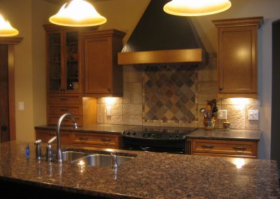 Yellowpoint Custom Home: Natural tile backsplash