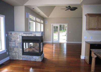 Yellowpoint Custom Home: Three sided gas fireplace