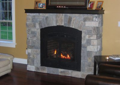 Yellowpoint Custom Home: Simple Gas fireplace stone detail